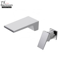 Modern Luxury Bathroom LED Bathtub Faucet Chrome Waterfall Basin Faucet