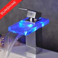 Brass Led Water Faucet Waterfall Wash Basin LED Faucet