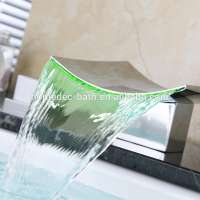 Homedec Waterfall LED Faucet Deck Mounted Bathroom Brass Basin Faucet